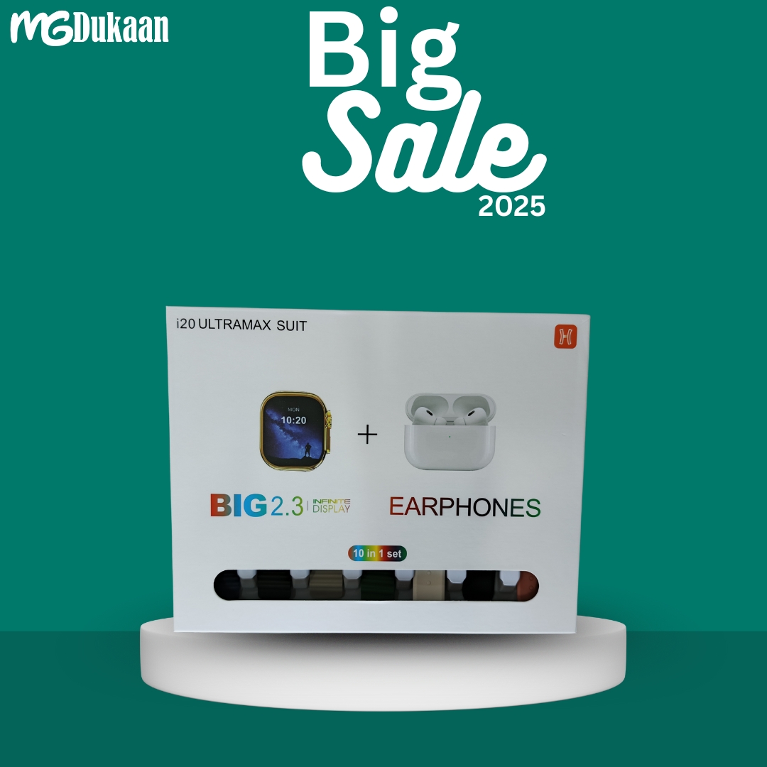 i20 Ultra Max Suit Smartwatch & Earbuds Combo – 10-in-1 Set with 7 Straps| Random i20 Ultra Max Suit Smartwatch & Earbuds Combo – 10-in-1 Set with 7 Straps| Random